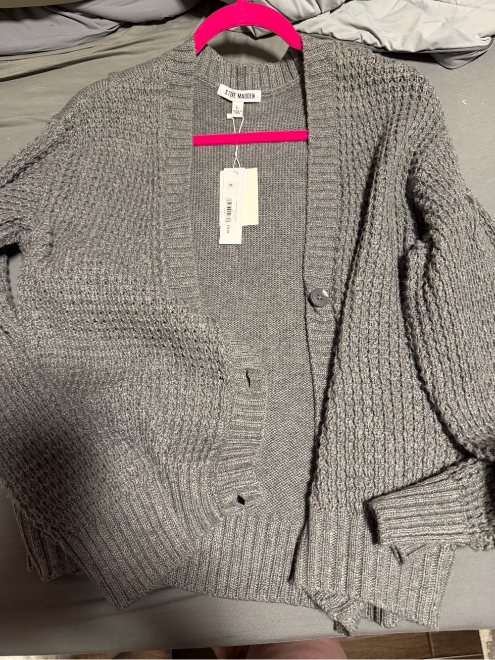 NWT Steve Madden Slouchy V Neck Waffle Stitch Cardigan